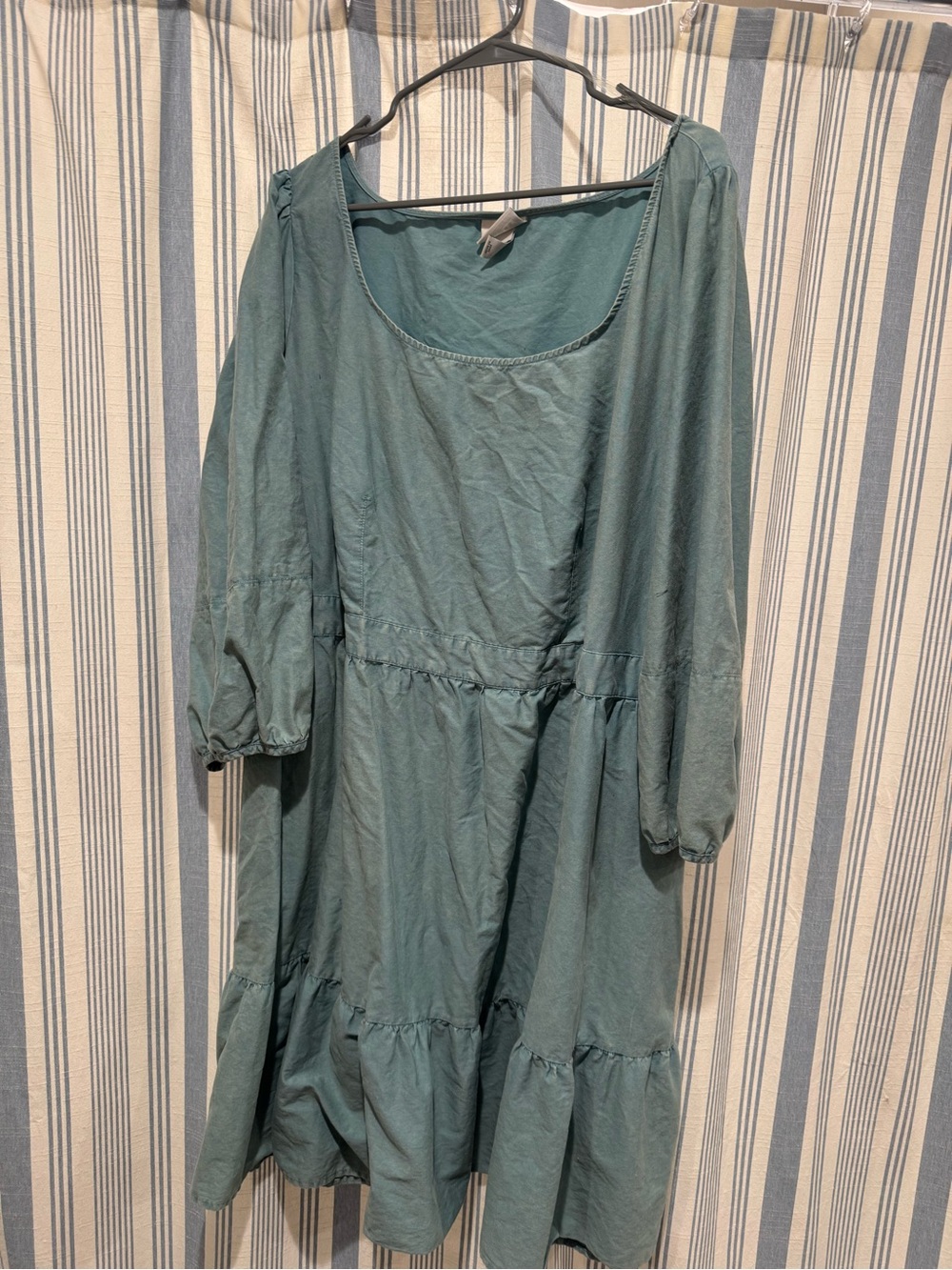 Ava & Viv Teal Tiered Scoop-Neck Midi Dress